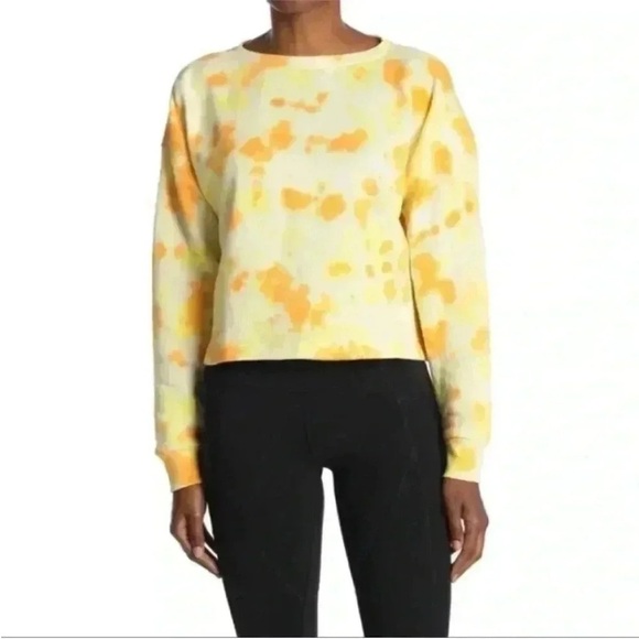 Zella cropped sweatshirt Tie-dyed Yellow New With Tags size Medium - Picture 1 of 6